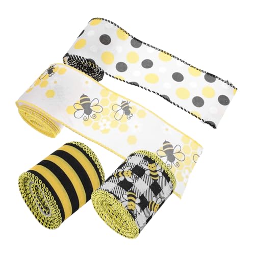 Homoyoyo 4 Rollen Teiliges Bienenmuster DIY Bastelband aus Polyester und Langlebiges Geschenkband mit Elegantem Design Vielseitig zum Verpacken Dekorieren und Nähen Geeignet Homoyoyo 4 Rollen Teiliges Bienenmuster DIY Bastelband aus Polyester und Langlebiges Geschenkband mit Elegantem Design Vielseitig zum Verpacken Dekorieren und Nähen Geeignet von Homoyoyo