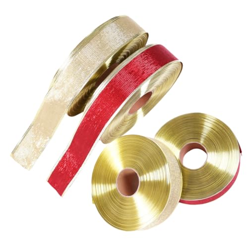 Homoyoyo 4 Rollen Weihnachtsband Rot Gold Dekoratives Geschenkband mit Glitzerrand Weihnachtliches Geschenkband zum Basteln Schleifen Christbaumschmuck und Geschenkverpackung Homoyoyo 4 Rollen Weihnachtsband Rot Gold Dekoratives Geschenkband mit Glitzerrand Weihnachtliches Geschenkband zum Basteln Schleifen Christbaumschmuck und Geschenkverpackung von Homoyoyo