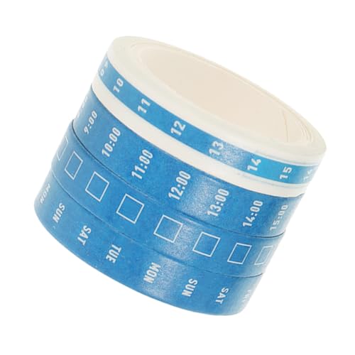 Homoyoyo 4 Rollen Zeit- und Papierband täglich Journaling Tagebuch dekoratives Klebeband zum Basteln Sammelalbum Wochenplanband Zeichenband Planerband süßes stationäres Flüsterpapier Blau von Homoyoyo