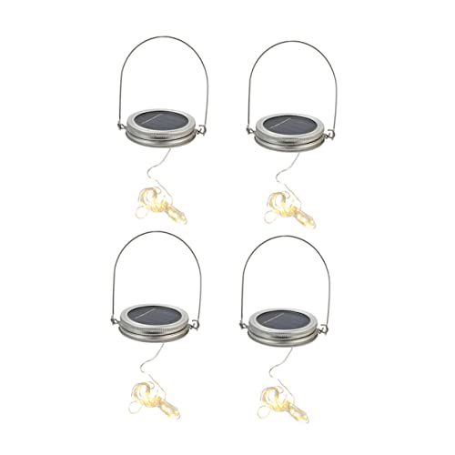 Homoyoyo 4 Sätze Solar Jar Lichtdeckel LED Laternen mit Kupferdraht für Garten Balkon und Terrasse Warme Beleuchtung für Einmachgläser ohne Gläser von Homoyoyo