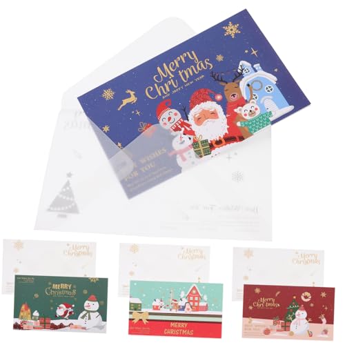 Homoyoyo 4 Satz Weihnachtskarten Teilig mit Umschlägen Papier Grußkarten mit Weihnachtsmotiv Klappkarten mit Umschlägen für Weihnachtsgeschenke Party Geschenkkarten für Freunde Festliches von Homoyoyo