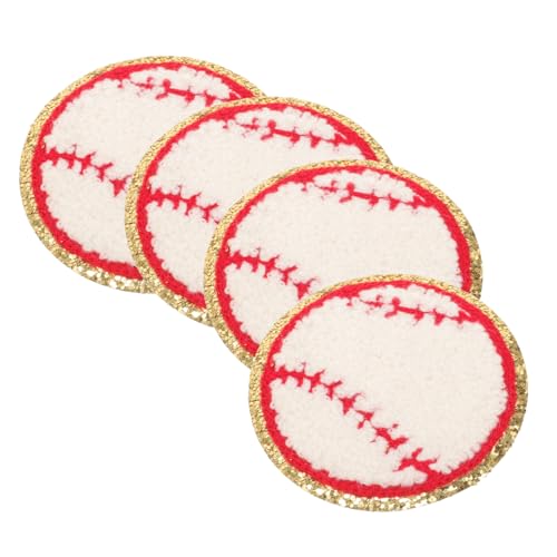 Homoyoyo 4 Stück Bestickte Baseball Patches Strapazierfähige Austauschbare Aufnäher für Mäntel Hüte Kleidung Leichte und Kompakte Sportmotiv Dekoration von Homoyoyo