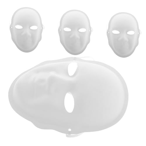 Homoyoyo 4 Stück DIY Unbemalte Maskenmaske Aus Pappmaché, Bastelmaske, Vollgesichtsmaske, Opernmasken, Weiße Maske, Halloween-party, Cosplay-masken von Homoyoyo
