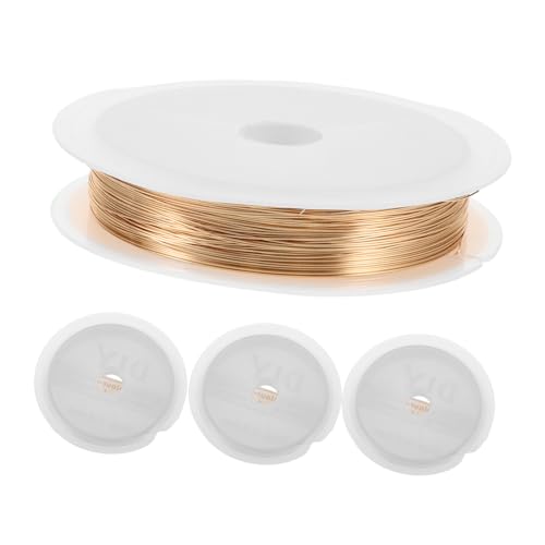 Homoyoyo 4 Stück Geflechtmaterial aus Kupferdraht Draht für Schmuck Werkzeuge zur Herstellung von Drahtschmuck Geflochtener Draht Drahtschutz für die Schmuckherstellung Kupferkabel Golden von Homoyoyo