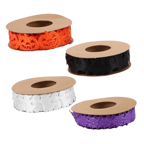Homoyoyo 4 Stück Halloween-dekoband Set mit Kürbis Geist Fledermaus und Spinnennetz Dünnes Schwarzes Band für DIY Basteln Geschenkverpackung Partydeko und Kranzgestaltung Homoyoyo 4 Stück Halloween-dekoband Set mit Kürbis Geist Fledermaus und Spinnennetz Dünnes Schwarzes Band für DIY Basteln Geschenkverpackung Partydeko und Kranzgestaltung von Homoyoyo
