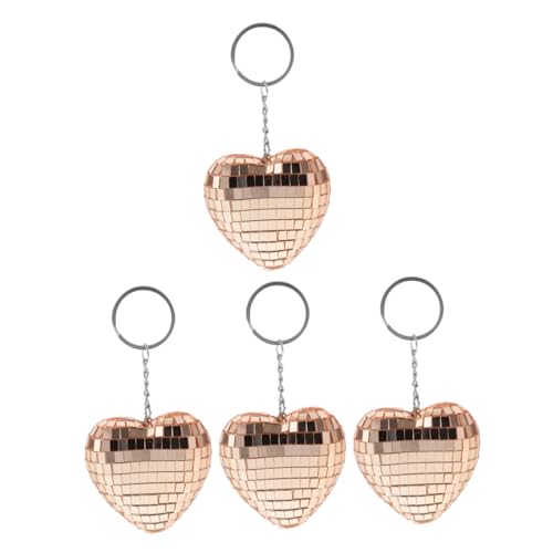 Homoyoyo 4 Stück Herzförmiger Disco Ball Schlüsselanhänger Roségold Spiegelnde Mini Discokugel Deko Anhänger für Taschen und Partygeschenke Homoyoyo 4 Stück Herzförmiger Disco Ball Schlüsselanhänger Roségold Spiegelnde Mini Discokugel Deko Anhänger für Taschen und Partygeschenke von Homoyoyo
