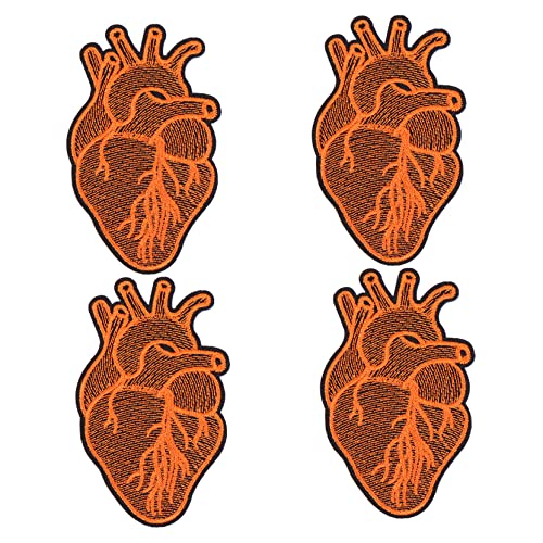 Homoyoyo 4 Stück Kreativer Skelettherzsticker Patch Kleidungsflicken Flicken für Jacken Stoff Patch Punk -Patches gestickte Aufkleber groß Flicken für Bekleidung Bügelnflecken Polyester von Homoyoyo