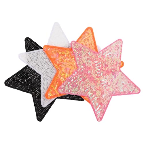 Homoyoyo 4 Stück Pailletten Sterne Aufnäher für Kleidung Bestickte Applikationen für Diy Projekte für Jacken Hüte Taschen und Jeans Kreative Flicken mit Zuverlässigem Kleber von Homoyoyo