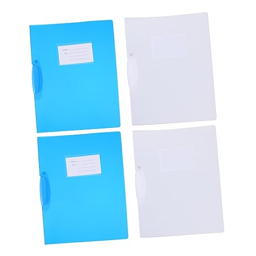 Homoyoyo 4 Stück Praktische Kunststoff Ordner Transparent und Blau Wasserfest Tragbar für Büro und Schule Langlebige Geruchsfreie Dokumentenmappen mit Drehverschluss von Homoyoyo
