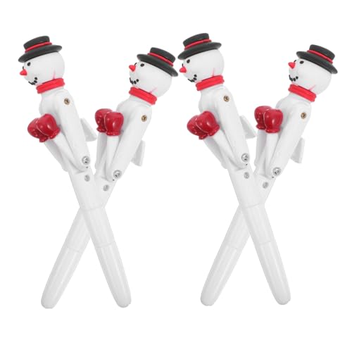 Homoyoyo 4 Stück Schneemann Box-kugelschreiber mit Gel-tinte Lustiger Interaktiver Weihnachtsstift mit Punching-arm Niedliches Decompression Schreibgerät für Xmas Party Geschenkideen von Homoyoyo