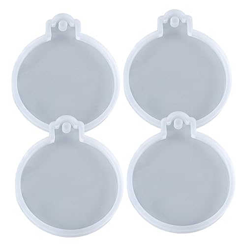 Homoyoyo 4 Stück Silikonform leer Fröhlich runden Epoxidformen für Weihnachten runde Plakette Epoxidformen Silikon Runde Form aus Silikon Formen für Epoxidharz Kieselgel von Homoyoyo