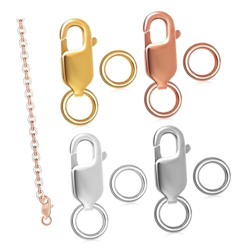 Homoyoyo 4 Stück Teiliges Armbandverschluss Lobster Karabinerverschlüsse mit Geschlossenen Biegeringen Silberfarben DIY Schmuckherstellung für Armbänder Halsketten Anhänger von Homoyoyo