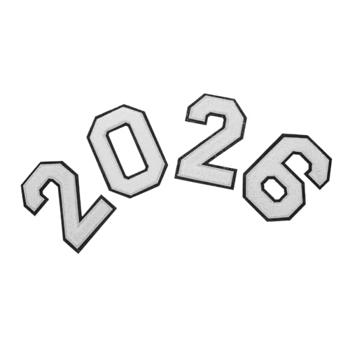 Homoyoyo 4 Stück Teiliges Chenille Zahlen Aufbügel Patch Weiß Weiche Handtuch Stickerei Hautfreundlich Langlebig Einfach Anzubringen für Teamuniformen DIY Kleidung Hüte Taschen von Homoyoyo