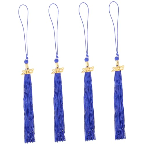 Homoyoyo 4 Stück Teiliges Doktorhut Quasten aus Polyester mit Anhänger Langlebige Abschlusskappen Dekoration Leichte und Stabile Abschlussfeier Accessoires in Blau von Homoyoyo