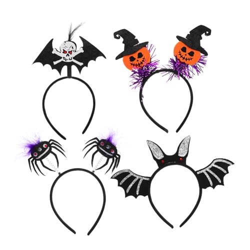 Homoyoyo 4 Stück Teiliges Halloween Haarreif Leichte Langlebige Kopfaccessoires mit Fledermaus Kürbis Spinne und Dämonenmotiven Bequemer Kopfschmuck für Damen Cosplay und Halloween Party Homoyoyo 4 Stück Teiliges Halloween Haarreif Leichte Langlebige Kopfaccessoires mit Fledermaus Kürbis Spinne und Dämonenmotiven Bequemer Kopfschmuck für Damen Cosplay und Halloween Party von Homoyoyo