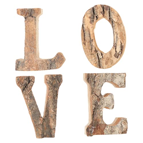 Homoyoyo 4 Stück Teiliges Holz Liebe Schild Natürliche Holzbuchstaben Deko für Hochzeiten Romantische Anlässe und DIY Dekorationen als für Jubiläen und Besondere Anlässe von Homoyoyo