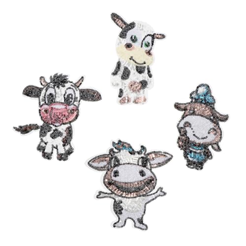 Homoyoyo 4 Stück Teiliges Kuh Patches zum Aufbügeln und Aufnähen Kreative Cartoon Applikationen mit Glitzer Vielseitige Stoffflicken für Kleidung Taschen Jeans Hüte und DIY Bastelprojekte Homoyoyo 4 Stück Teiliges Kuh Patches zum Aufbügeln und Aufnähen Kreative Cartoon Applikationen mit Glitzer Vielseitige Stoffflicken für Kleidung Taschen Jeans Hüte und DIY Bastelprojekte von Homoyoyo