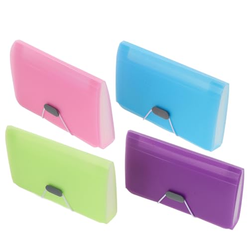 Homoyoyo 4 Stück Teiliges Mini fächermappe Erweiterbarer Kunststoff organizer mit Fächern Kleine Aktenmappe für Dokumente Belege Quittungen Grün Blau Rosa Tragbar für Büro und Zuhause von Homoyoyo