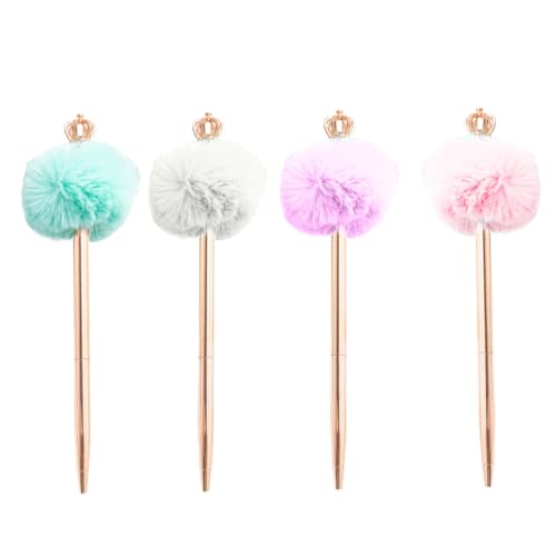 Homoyoyo 4 Stück Teiliges Pompon Kugelschreiber mit Kronendekor Weichem Plüsch Ergonomischem Design und Glatter Tinte für Schüler Büro und Alltag in Weiß Violett Homoyoyo 4 Stück Teiliges Pompon Kugelschreiber mit Kronendekor Weichem Plüsch Ergonomischem Design und Glatter Tinte für Schüler Büro und Alltag in Weiß Violett von Homoyoyo