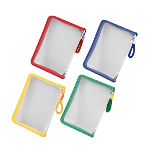 Homoyoyo 4 Stück Teiliges Transparentes Reißverschluss Organizer mit Griff Vielseitige Dokumententaschen für Büro Schule und Reisen Robuste Schreibwaren Aufbewahrung Grün Gelb Rot Blau von Homoyoyo