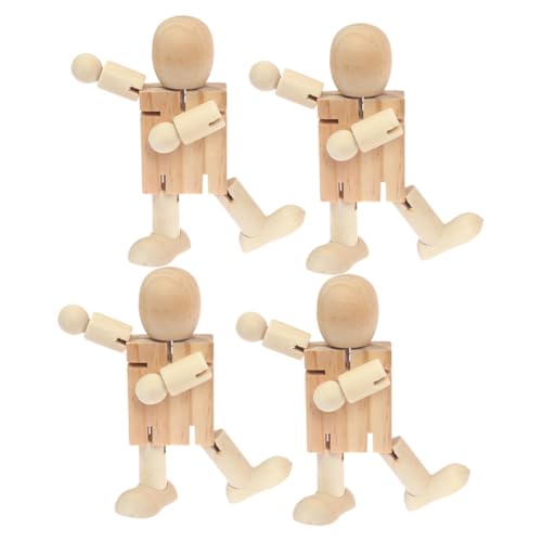 Homoyoyo 4 Stück Teiliges Unvollendete Holzroboter Figuren zum Bemalen DIY Bastelset für Pädagogisches Stabile Desktop Dekoration für Kinderzimmer Wohnzimmer Tisch und Regal von Homoyoyo