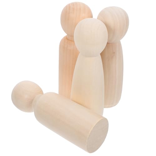 Homoyoyo 4 Stück Unvollendete Holz Puppen zum Basteln DIY Holzfiguren für Kreative Malerei Jungen Mädchen Holzspielzeug Fantasie und Motorischen Fähigkeiten von Homoyoyo