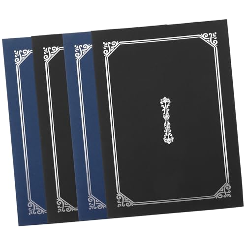 Homoyoyo 4 Stück Urkundenmappe Papier Zertifikat Umschlag mit Heißfolienprägung Schwarz Blau Diploma Cover Halter für Auszeichnungen Dokumente Büro und Zuhause von Homoyoyo