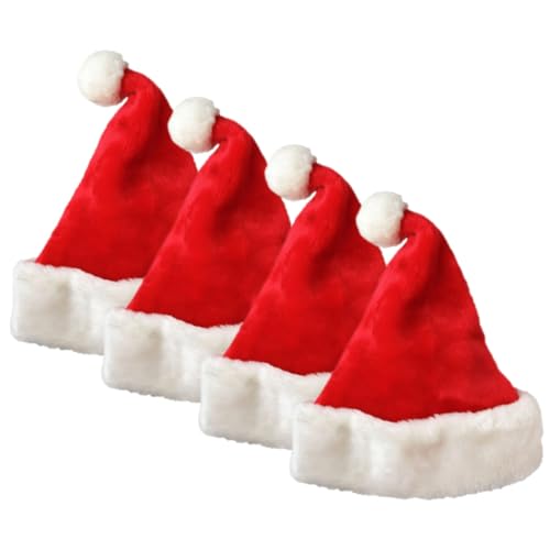 Homoyoyo 4 Stück Weihnachtsmütze aus Dickem mit Plüschbommel Weihnachtliche Santa Hüte für Erwachsene und Wiederverwendbare Weihnachtskopfbedeckung für Party und Festdeko Homoyoyo 4 Stück Weihnachtsmütze aus Dickem mit Plüschbommel Weihnachtliche Santa Hüte für Erwachsene und Wiederverwendbare Weihnachtskopfbedeckung für Party und Festdeko von Homoyoyo