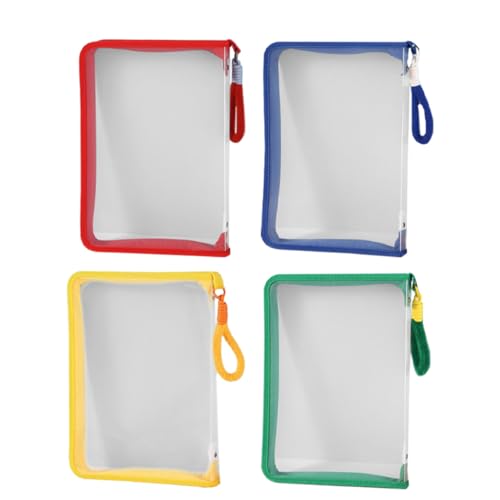 Homoyoyo 4 Stück Zipper -Briefpapierbeutel Klarsichtordner für Dokumente aus Kunststoff Reißverschlusstasche Dokumentbeutel Mesh-Aufbewahrungstaschen mit Reißverschluss Plastikordner Plüsch von Homoyoyo
