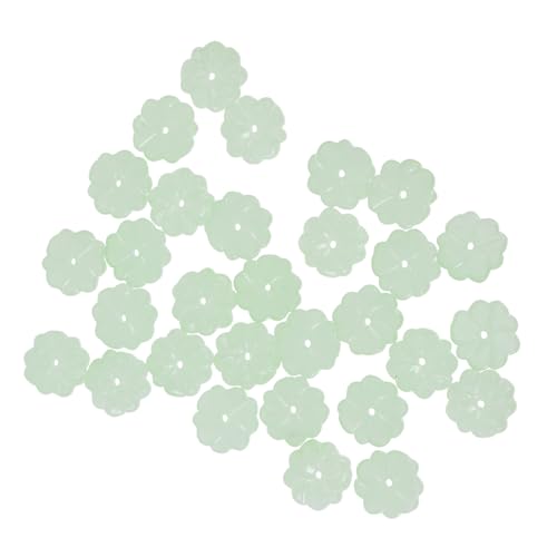 Homoyoyo 40 Stück Blüten Glasperlen Petal Form Leicht zu Fädeln DIY Schmuck Zubehör für Antike Haarspangen Basteln Hellgrün Kreative Bastelperlen für Schmuckherstellung von Homoyoyo