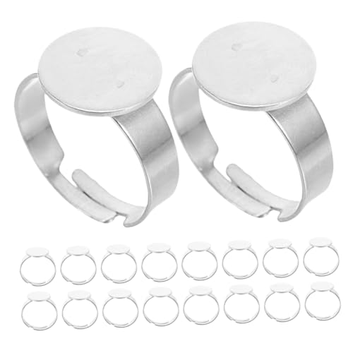 Homoyoyo 40 Stück Einstellbare Blankoringe Runde Basis für Schmuckherstellung Diy Craft Flach Cabochon Lünette Ringe Hautfreundlich und Vielseitig von Homoyoyo
