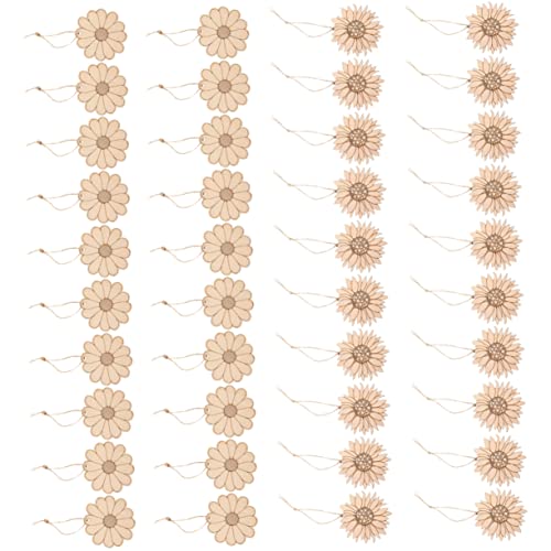 Homoyoyo 40 Stück Holzschneider DIY Holzscheiben Blumenmuster Bastel Holzplättchen für Kreative Handwerksprojekte für Dekoration und Feierlichkeiten von Homoyoyo