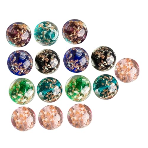 Homoyoyo 40 Stück Lampwork Glasperlen Leuchtend Rund Lose Perlen für DIY Schmuckherstellung Armbänder Basteln Bunte Mischung von Homoyoyo