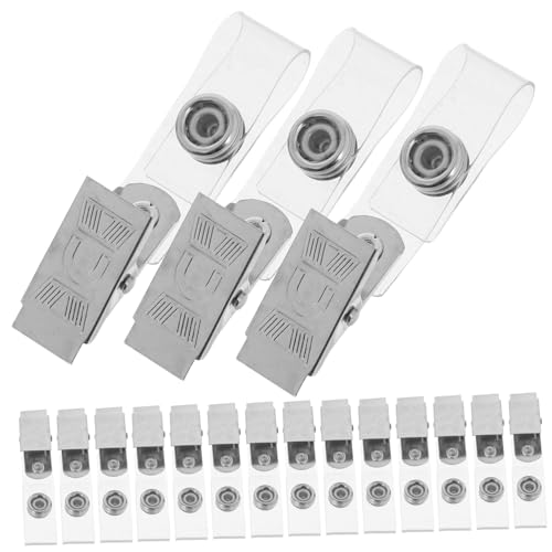 Homoyoyo 40 Stück Metall Badge Clips mit Transparenten PVC Bändern ohne Löcher Stabile für Namensschilder Ausweise Arbeits und Schulbedarf Vielseitig Einsetzbar im Büro und Zuhause von Homoyoyo