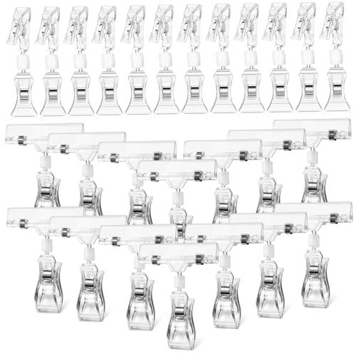 Homoyoyo 40 Stück Plakathalter Willkommen rotieren Party Clips für hängend Etikettenhalter Zeichenclip Schilderhalter speichern Warenschildclip aus Kunststoff neues Material Transparent von Homoyoyo