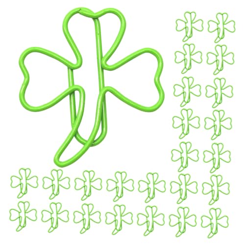 Homoyoyo 40 Stück Shamrock Büroklammern Dekorative Grüne Metall Büroklammern Design Vielseitige Lesezeichen für Schule Büro und Kreative Projekte von Homoyoyo