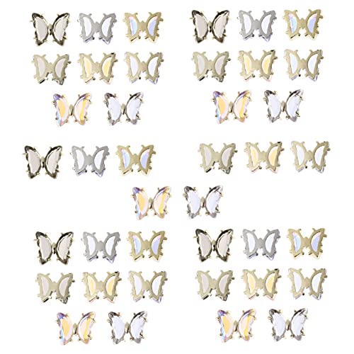 Homoyoyo 40 Stück Teiliges Schmetterling Nagel Schmuck Set Bunte Nail Charms Dekorativ und Langlebig Geeignet für Natürliche und Künstliche Nägel für Nail Art Fans und Festliche von Homoyoyo