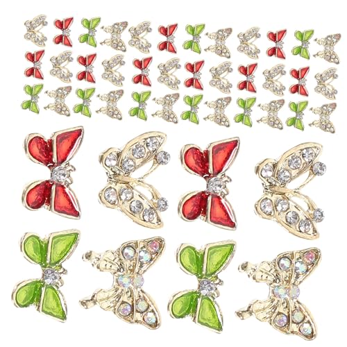 Homoyoyo 40 Stück Teiliges Schmetterling Nail Charms Nageldekorationen mit Glitzersteinen Kreative Maniküre Nail Gems Einfach Anzuwenden für Natürliche und Künstliche Nägel von Homoyoyo