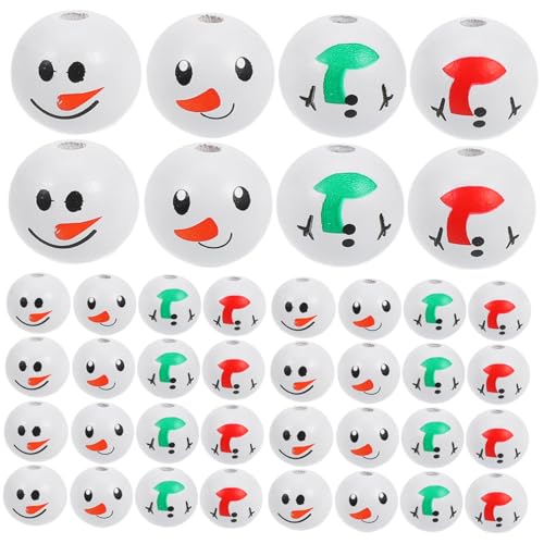 Homoyoyo 40 Stück Teiliges Schneemann Holzperlen für DIY Schmuck Basteln Bemalte Holzperlen mit Süßem Schneemann Gesicht Glatte Oberfläche für Weihnachtsdeko Winterparty und Kreative Homoyoyo 40 Stück Teiliges Schneemann Holzperlen für DIY Schmuck Basteln Bemalte Holzperlen mit Süßem Schneemann Gesicht Glatte Oberfläche für Weihnachtsdeko Winterparty und Kreative von Homoyoyo