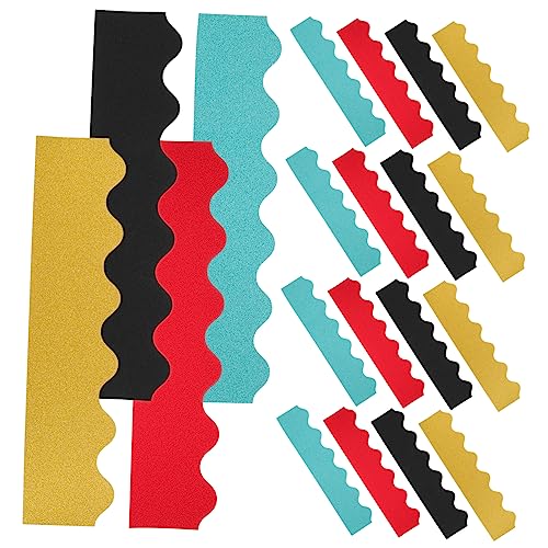 Homoyoyo 40Stücke Teiliges Glitzer Brettdekoration Wellenrand in Blau Grün Rot und Gold für Kreative Klassenzimmer und Wohnraumgestaltungen DIY Lösung für Scrapbooking von Homoyoyo