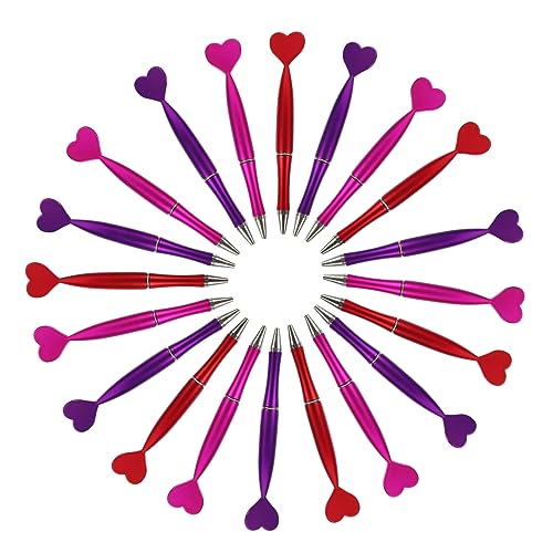 Homoyoyo 48 Stück Kugelschreiber in Herzform schöner Stift Party Herz-Schreibstifte sortiert bunt LED Stifte für Frauen Haushalt Studenten Stift tragbarer Schreibstift ABS-Kunststoff von Homoyoyo