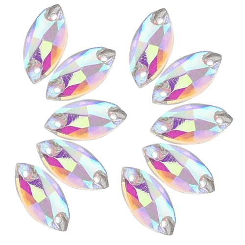 Homoyoyo 48 Stück für Diy Kleidung Hochzeitskleider und Accessoires Weiß Ab Glitzersteine mit Doppelloch für Einfache Anwendung von Homoyoyo