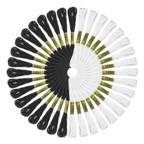 Homoyoyo 48Stücke Teiliges Stickgarn in Schwarz und Weiß Lange Kreuzstichfäden für DIY Stickerei für Handarbeiten und Kreative Nähprojekte von Homoyoyo
