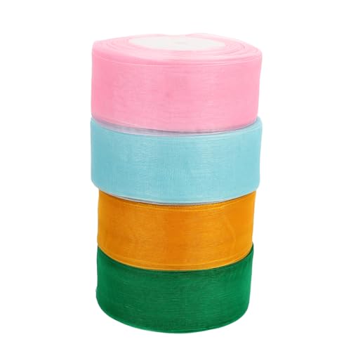 Homoyoyo 4Rollen Chiffon Organza Bänder DIY Schimmerndes Geschenkband Für Hochzeiten Bastelprojekte Dekoration von Homoyoyo