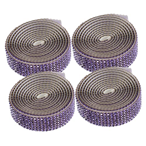 Homoyoyo 4Rollen DIY Glitzer Strass Applikationen für Hochzeitskleider Teiliges Selbstklebende Dekoration Traumlila für Kleidergürtel und Bastelprojekte von Homoyoyo