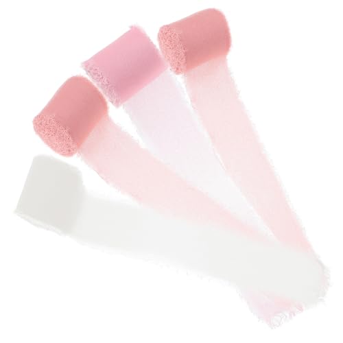 Homoyoyo 4Rollen Dekorationsband Für Hochzeiten Handgerissenes Chiffonband Rosatönen Dahlienfarbe Zuckerpink Cremeweiß Pro Rolle Für Schleifen Party von Homoyoyo