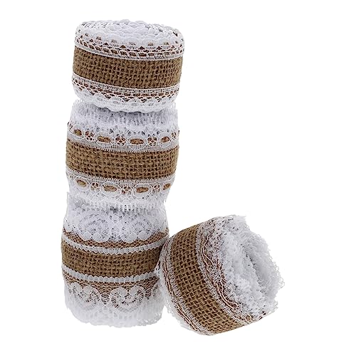 Homoyoyo 4Rollen Elegantes Spitzenband Jute À Für Hochzeitsdeko DIY Bastelprojekte Und Kleidung Vielseitig Einsetzbar Für Feste Und Ideen von Homoyoyo