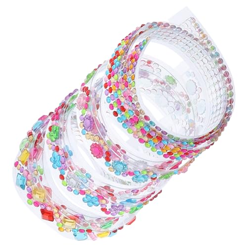 Homoyoyo 4Rollen Selbstklebendes Strassband Buntes DIY Klebeband für Handwerk Geschenkverpackung Handyhüllen und Dekoration Glitzerndes Strassband für Kreative von Homoyoyo