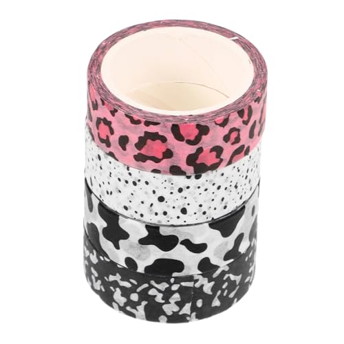 Homoyoyo 4Rollen Vintage Washi Tape für Scrapbooking und DIY Dekoratives Klebeband im Cartoon Design Milch Leopard für Tagebuch und Geschenkverpackung von Homoyoyo