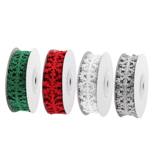 Homoyoyo 4Rollen Weihnachtsgeschenkband À Langlebiges Hautfreundliches Dekorationsband für Geschenkverpackungen Basteln und Scrapbooking von Homoyoyo